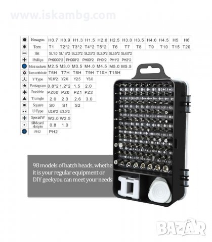 ОТВЕРТКА КОМПЛЕКТ С НАКРАЙНИЦИ ЗА РЕМОНТ НА ТЕЛЕФОНИ 115 В 1 - код 2543, снимка 8 - Отвертки - 33936449
