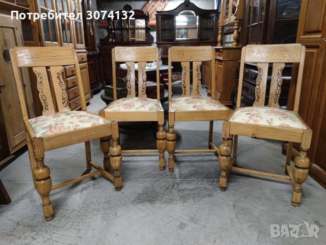 Трапезни столове с фрезовани крака (материал дъб), снимка 1 - Столове - 39107976