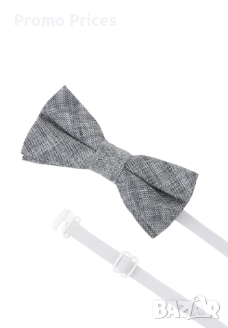 Promo сива луксозна ленена папийонка + кърпичка , снимка 5 - Други - 53149192