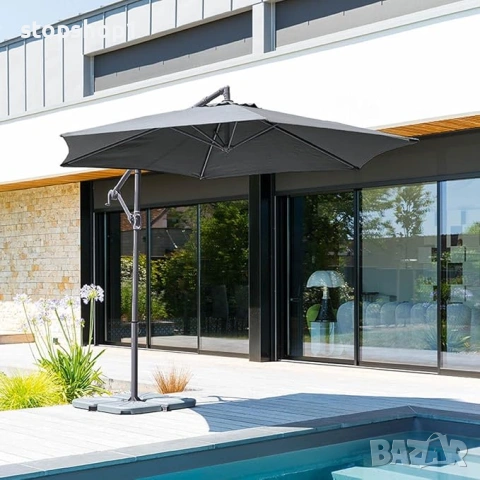 Hespéride - Кръгъл конзолен чадър Janeiro в шистово сиво - 3 м - Шистово сиво