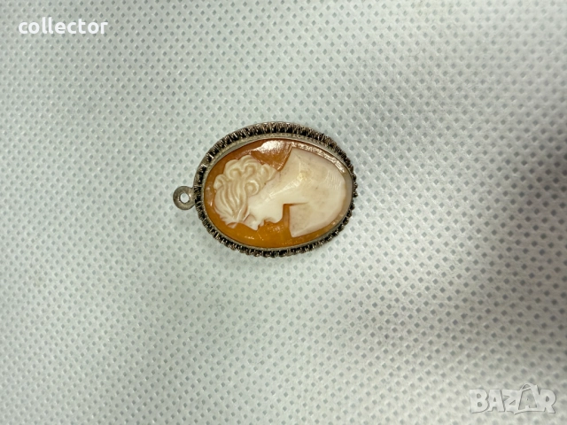 Стара сребърна камея / рапан / сребро. №7663, снимка 5 - Колиета, медальони, синджири - 52622173