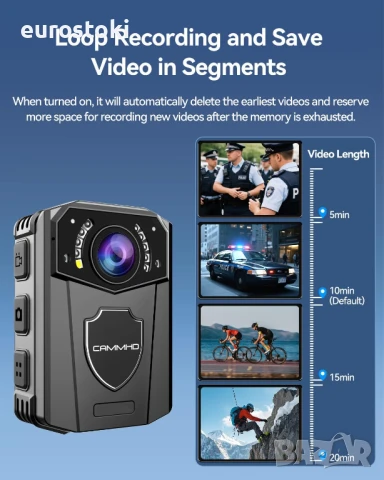 CAMMHD1440P Камера за тяло 3000mAh 8-10 часа водоустойчива инфрачервена нощна визия, снимка 6 - Камери - 51085858