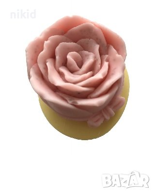 3d роза цилиндър с пандела силиконов молд форма калъп фондан гипс свещ сапун декор украса