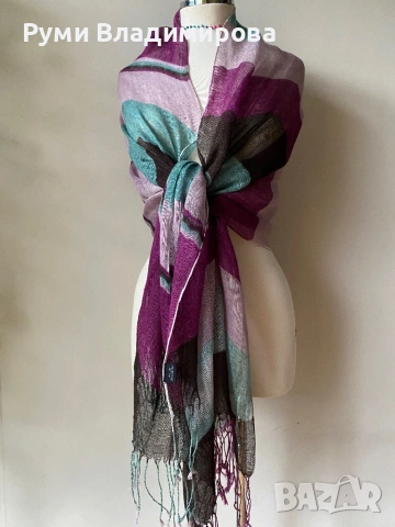 Шал с лен/ различни видове, снимка 5 - Шалове - 45423454