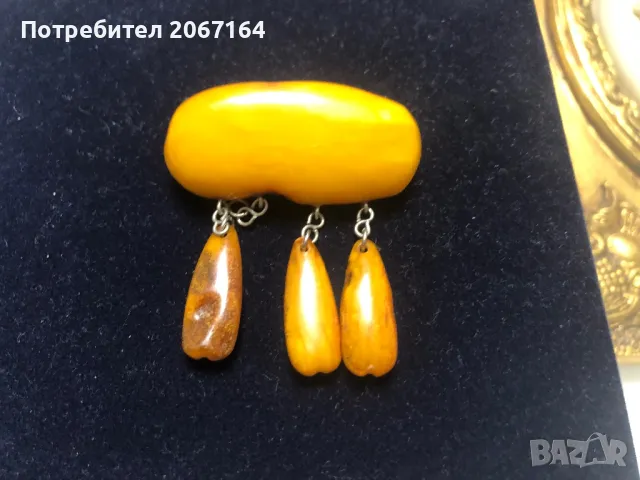 Стара кехлибарена брошка, снимка 6 - Колекции - 49509760