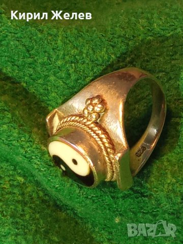 ИН и ЯН Емайлиран СРЕБЪРЕН ПРЪСТЕН ВИСОКА ПРОБА СРЕБРО Стара ХУДОЖЕСТВЕНА РЪЧНА ИЗРАБОТКА 38434, снимка 3 - Антикварни и старинни предмети - 41387553