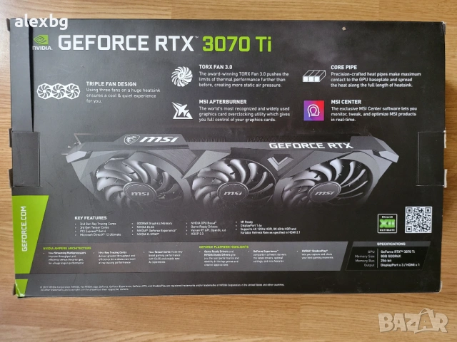 MSI Geforce RTX 3070ti Ventus 3x, снимка 11 - Видеокарти - 53440210