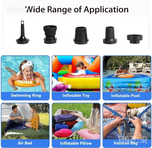 Преносима въздушна помпа за надуваеми предмети, черна, снимка 3 - Други стоки за дома - 53779133