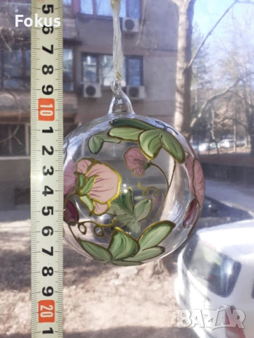 Топка духано стъкло ръчно рисувана супер финна, снимка 5 - Антикварни и старинни предмети - 53390184