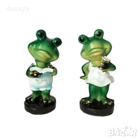 5722 Мини декорация за градина статуетка Жаба с летни дрехи, 12см