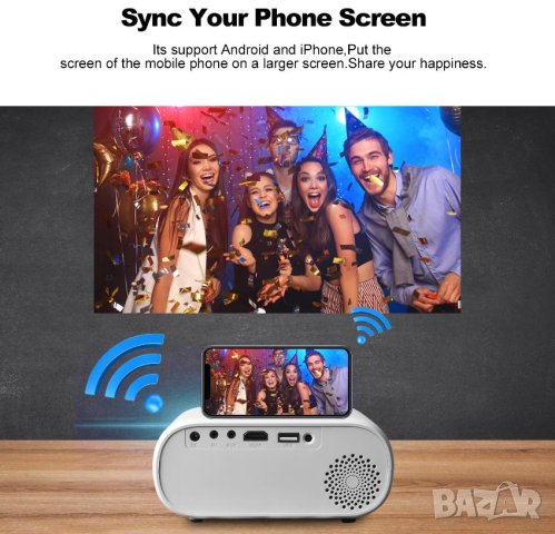 Мини Портативен 1680x1050 1080P Full HD LCD HDMI WiFi Miracast Мултимедиен Проектор Филми Мултимедиа, снимка 4 - Плейъри, домашно кино, прожектори - 41309499