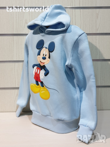 Нов детски суичър с дигитален печат Мики Маус в светлосин цвят, снимка 9 - Детски анцузи и суичери - 36350825