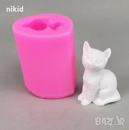 3D коте цилиндър силиконов молд форма калъп декор торта  гипс сапун фондан шоколад украса и др, снимка 2 - Форми - 17093364