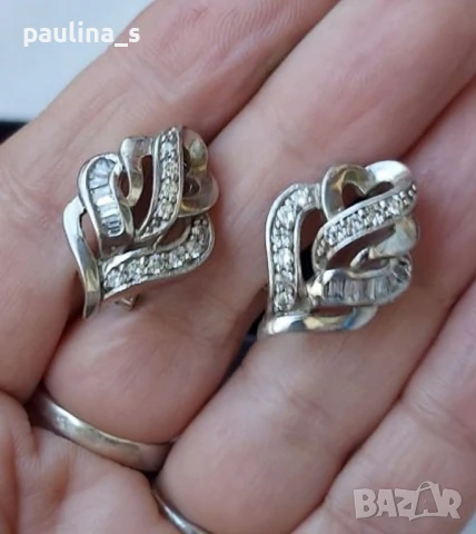 Два чифта / Масивни сребърни обеци с камъни, закопчаване английски клипс / проба 925 , снимка 14 - Обеци - 26738889