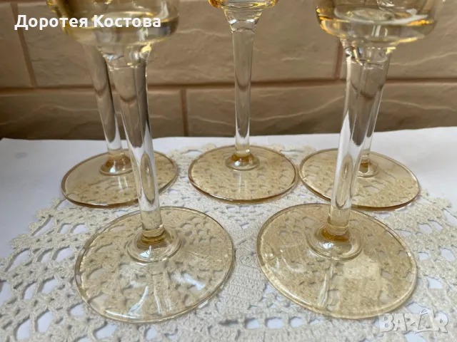 Красиви високи стъклени чаши от Англия, 5 бр, , снимка 3 - Антикварни и старинни предмети - 49609683