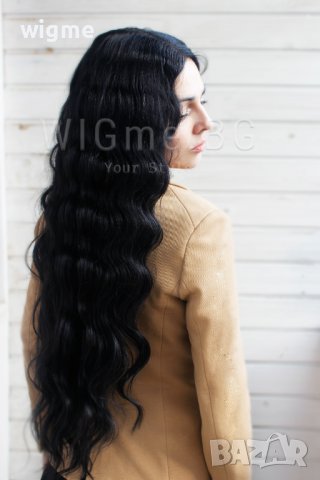 Дълга черна къдрава лейс фронт перука Роберта, снимка 6 - Аксесоари за коса - 39378755