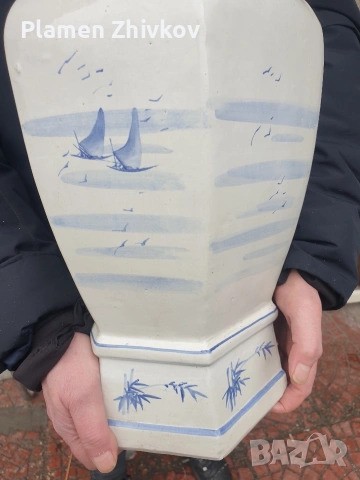 Голяма порцеланава ваза Стар Китай само в синьо, снимка 6 - Декорация за дома - 53393224