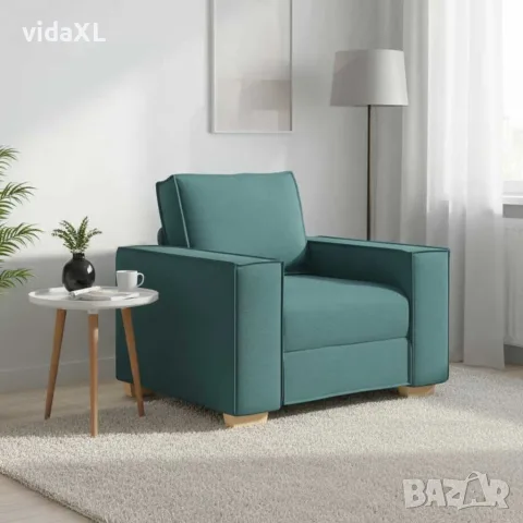 vidaXL Диван-фотьойл, тъмнозелен, 100x78x84 см, плат, снимка 2 - Дивани и мека мебел - 56148880