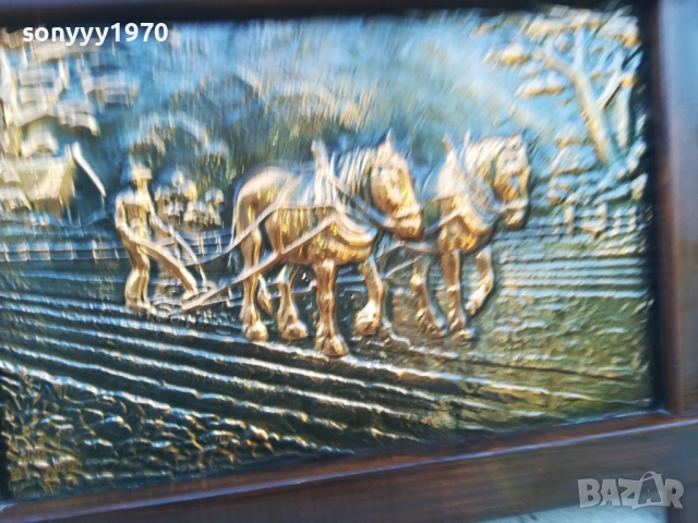 КАРТИНА-54Х40СМ-КОНЕ/ОРАН 1010251635, снимка 10 - Антикварни и старинни предмети - 52010720