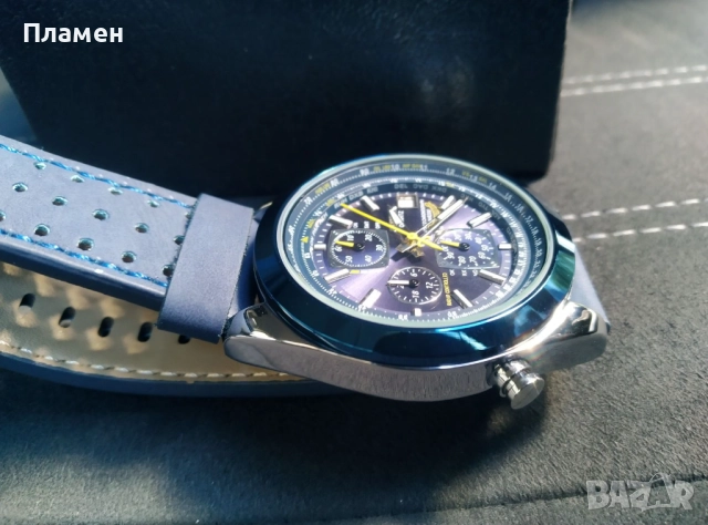 Мъжки ръчен Часовник Citizen Blue Angels World Chronograph дата,ден час в месеца, снимка 4 - Мъжки - 39795590