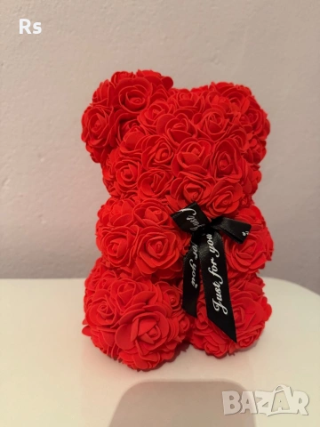 Мече от рози със панделка, снимка 3 - Изкуствени цветя - 53067253