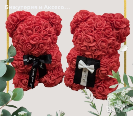 Подаръчни мечета от декоративни рози, снимка 2 - Подаръци за жени - 28321703