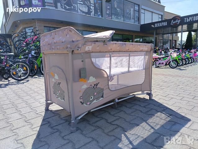 LORELLI Детска кошара на 2 нива с повивалник MOONLIGHT бежов, снимка 11 - Кошарки - 53565221