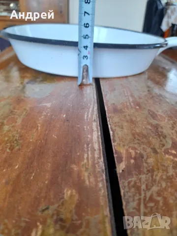 Стар емайлиран тиган #4, снимка 3 - Други ценни предмети - 49678545