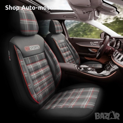 К-т Луксозна Тапицерия Automat-OTOM, Текстил с еко кожа, GTI SPORTS Design, Черна с червен шев, снимка 3 - Аксесоари и консумативи - 52795323