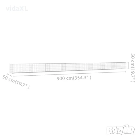 vidaXL Габионна стена с капаци, поцинкована стомана, 900x50x50 см, снимка 7 - Огради и мрежи - 56146133