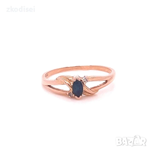 Златен дамски пръстен с брилянти и сапфир 1,70гр. 14кр. проба:585 размер:53 модел:32726-2, снимка 1