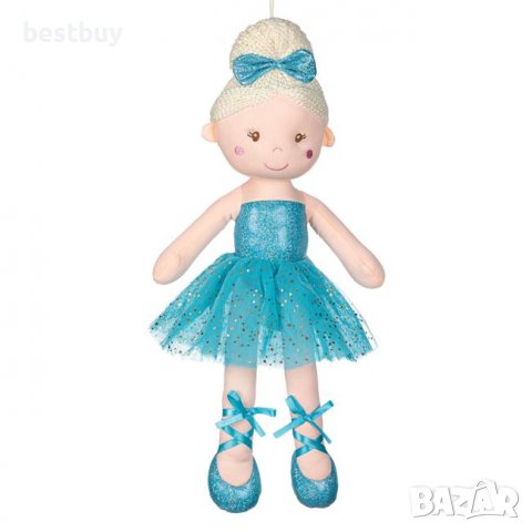 Голяма кукла балерина с руса коса и синя рокля