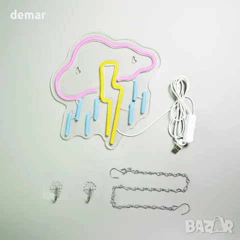 USB неонови светлини за декорация на стена за бар , ресторант- облак и коктейл, снимка 4 - Декорация за дома - 44989267