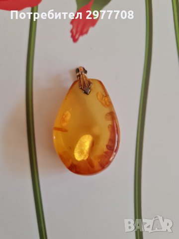 Висулка от естествен кехлибар , снимка 2 - Колиета, медальони, синджири - 35692389