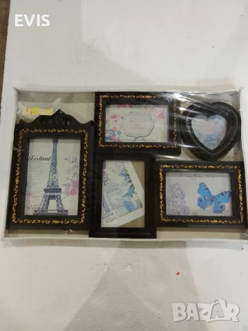 📸 Комплект от 5 рамки за снимки – Черни със златно покритие 🌟