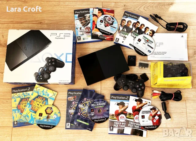 PlayStation 2 Slim модел 90004 с кутия, 5 игри и два джойстика, снимка 2 - PlayStation конзоли - 55831606