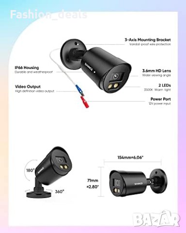 Нови 2бр. камери за сигурност/Нощно виждане видеонаблюдение сигурност, снимка 3 - Други - 41546962