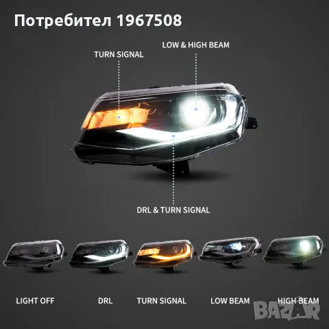 Комплект LED фарове с динамични мигачи за Chevrolet Camaro 2016 - 2018, снимка 5 - Части - 47995153