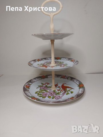 Порцеланова триетажна поставка Чехия, снимка 7 - Прибори за хранене, готвене и сервиране - 40685418
