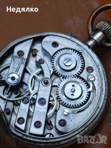 Сребърен джобен часовник Charles Locle, снимка 4 - Антикварни и старинни предмети - 41435026
