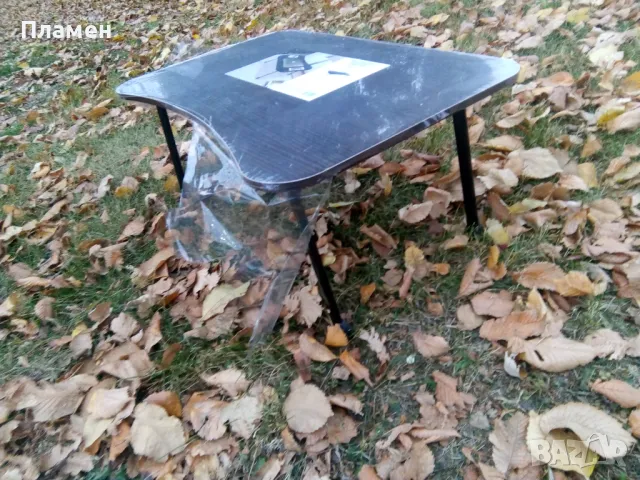 Сгъваема дървена MDF масичка с 4 крачета и дръжка 59 х 39 х 27 см., снимка 6 - Маси - 50037020