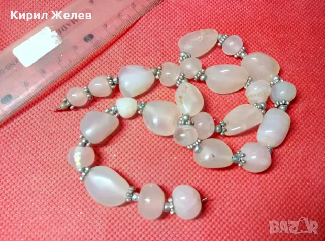 РЕТРО АРТ ГЕРДАН от НАТУРАЛНИ КАМЪЧЕТА МЛЕЧЕН КВАРЦ с НУЖДА от ЗАКОПЧАЛКА 47332, снимка 7 - Колиета, медальони, синджири - 47285612