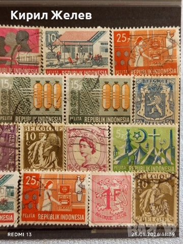 Стари пощенски марки от цял свят смесени БЕЛГИЯ, АМЕРИКА, ИНДОНЕЗИЯ за КОЛЕКЦИЯ ДЕКОРАЦИЯ 51566, снимка 3 - Филателия - 53218754
