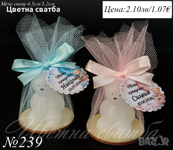 Подаръчет за кръщене, Подаръци за гости за кръщене, Мечета за кръщене, снимка 7 - Други - 53398402