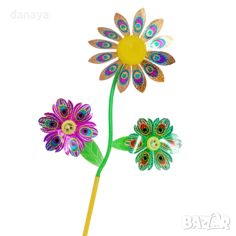 5945 Вятърна въртележка с 3 цветя, 59 см, снимка 2 - Градински мебели, декорация  - 51786182