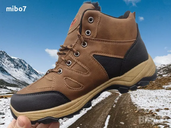 Мъжки зимни боти с топъл хастар в кафяво -Caidai., снимка 3 - Мъжки боти - 48273784