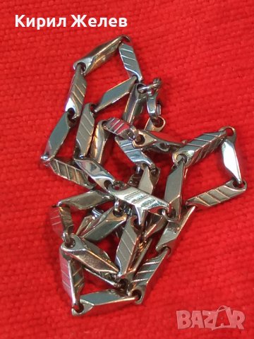 СТИЛЕН ЛЪСКАВ УНИСЕКС ЛАНЕЦ от БЛАГОРОДНА НЕРЪЖДАЕМА СТОМАНА с БЯЛА ПОЗЛАТА 18684, снимка 11 - Колиета, медальони, синджири - 41483939