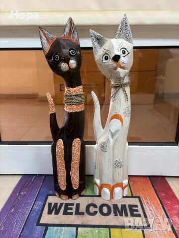 Котки от дърво , снимка 2 - Статуетки - 28271761