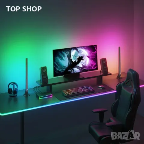 Комплект 2 RGBIC LED лампи + Govee H6601 AI Gaming Sync Box, AI светлинни ефекти, 3 HDMI, снимка 2 - Друга електроника - 48748156