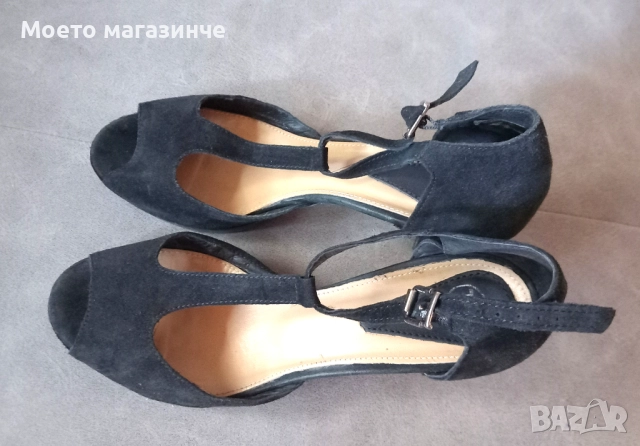 Bagatt летни дамски обувки от естествен велур – № 38, снимка 3 - Дамски обувки на ток - 52009078